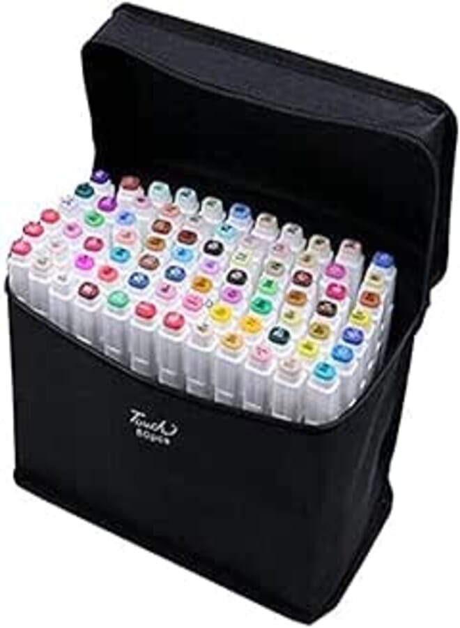 TOUCHFIVE 60 Colors Graphic Professional Design Art Twin Tip Marker Pen Series A White